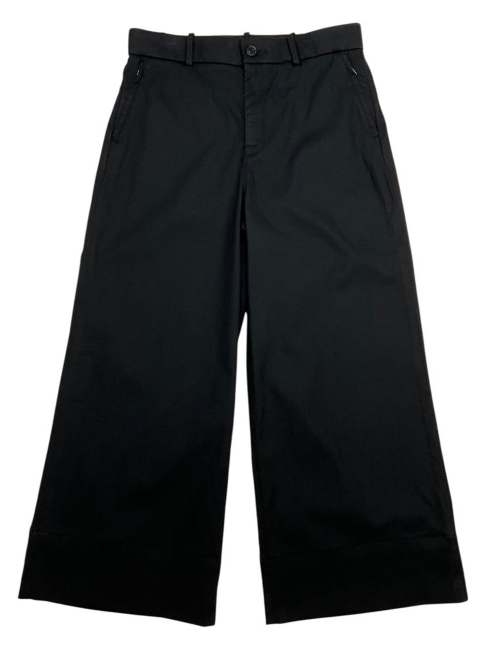 Spanx Stretch Twill Wide Leg Pant L Black High Rise Cropped